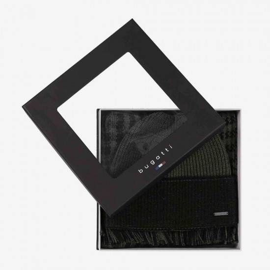 BUGATTI GIFT SET ΣΚΟΥΦΟΣ-ΚΑΣΚΩΛ ΠΛΕΚΤΟ ΜΑΥΡΟ-ΓΚΡΙ