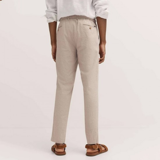 BUGATTI ΠΑΝΤΕΛΟΝΙ CHINO TAPERED LINEN ΜΠΕΖ