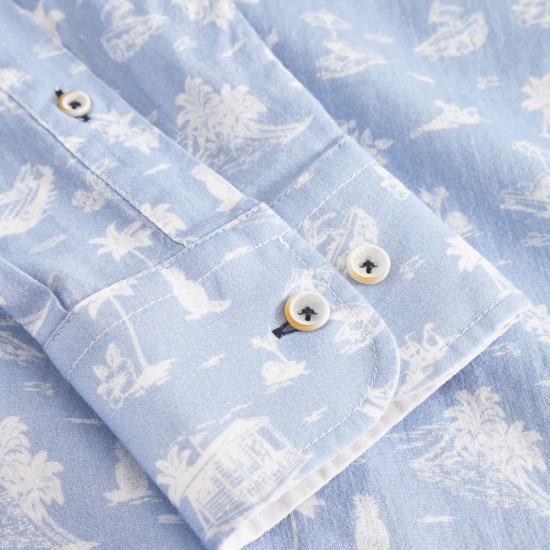 COLOURS & SONS ΠΟΥΚΑΜΙΣΟ MODERN FIT ALLOVER PRINT ΣΙΕΛ