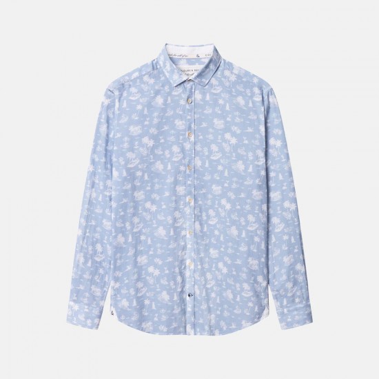 COLOURS & SONS ΠΟΥΚΑΜΙΣΟ MODERN FIT ALLOVER PRINT ΣΙΕΛ