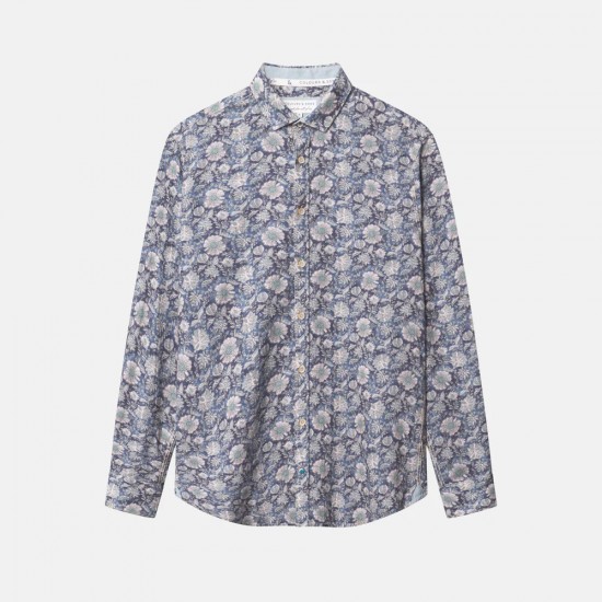 COLOURS & SONS ΠΟΥΚΑΜΙΣΟ MODERN FIT ALLOVER PRINT FUJI FLOWERS ΜΠΛΕ