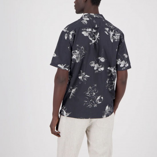 COLOURS & SONS ΠΟΥΚΑΜΙΣΟ RELAXED FIT FLORAL PRINT ΜΑΥΡΟ COLOURS & SONS ΠΟΥΚΑΜΙΣΟ RELAXED FIT FLORAL PRINT ΜΑΥΡΟ