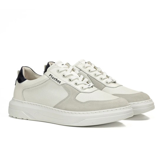 FLUCHOS ΠΑΠΟΥΤΣΙΑ SNEAKERS BOSTON LOGO ΛΕΥΚΟ