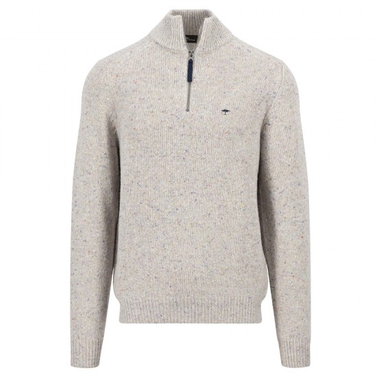 FYNCH HATTON ΠΛΕΚΤΟ HALF ZIP PATTERNED ΓΚΡΙ