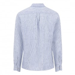 FYNCH HATTON ΠΟΥΚΑΜΙΣΟ BUTTON DOWN ΛΙΝΟ ΡΙΓΕ ΛΕΥΚΟ-ΜΠΛΕ