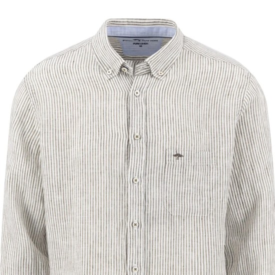 FYNCH HATTON ΠΟΥΚΑΜΙΣΟ BUTTON DOWN ΛΙΝΟ ΡΙΓΕ ΛΕΥΚΟ-ΛΑΔΙ 