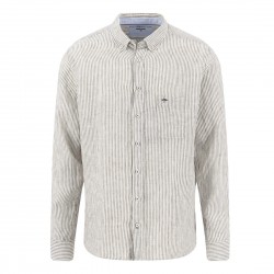 FYNCH HATTON ΠΟΥΚΑΜΙΣΟ BUTTON DOWN ΛΙΝΟ ΡΙΓΕ ΛΕΥΚΟ-ΛΑΔΙ 