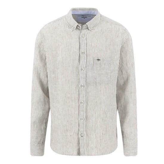 FYNCH HATTON ΠΟΥΚΑΜΙΣΟ BUTTON DOWN ΛΙΝΟ ΡΙΓΕ ΛΕΥΚΟ-ΛΑΔΙ 