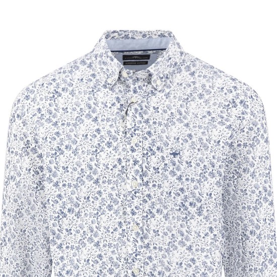 FYNCH-HATTON ΠΟΥΚΑΜΙΣΟ CASUAL FIT BUTTON DOWN FLORAL ΜΠΛΕ