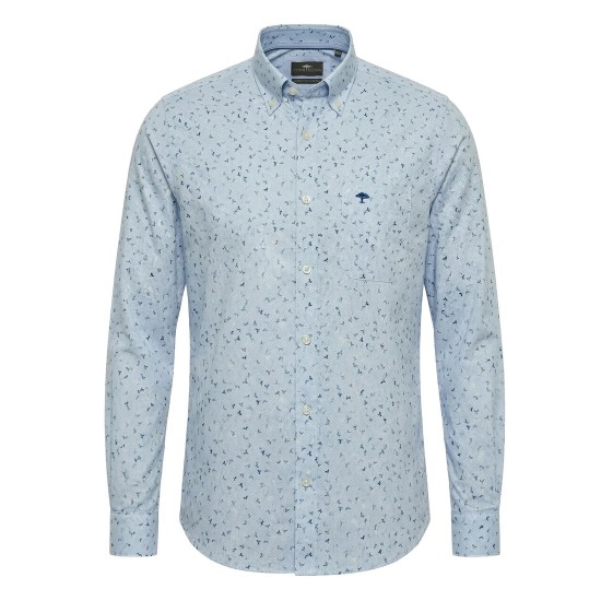 FYNCH-HATTON ΠΟΥΚΑΜΙΣΟ CASUAL FIT BUTTON DOWN ALLOVER PRINT ΣΙΕΛ