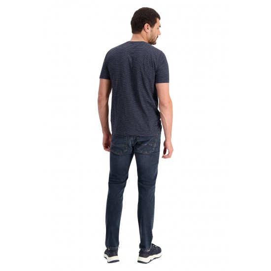 FYNCH HATTON T-SHIRT FINESTRIPED ΜΠΛΕ