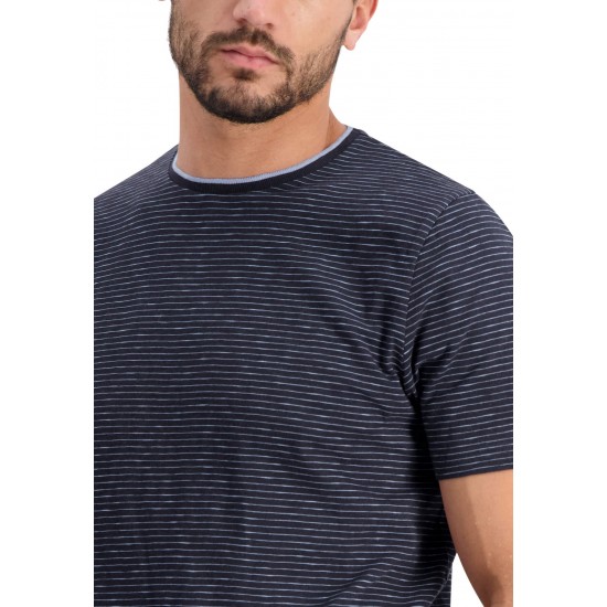 FYNCH HATTON T-SHIRT FINESTRIPED ΜΠΛΕ FYNCH HATTON T-SHIRT FINESTRIPED ΜΠΛΕ
