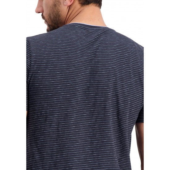 FYNCH HATTON T-SHIRT FINESTRIPED ΜΠΛΕ FYNCH HATTON T-SHIRT FINESTRIPED ΜΠΛΕ