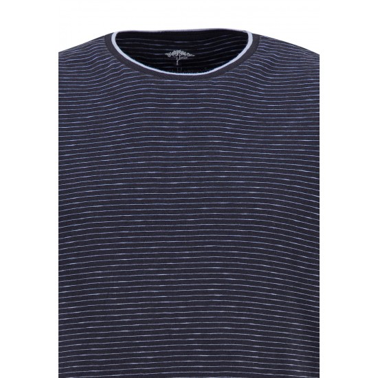 FYNCH HATTON T-SHIRT FINESTRIPED ΜΠΛΕ FYNCH HATTON T-SHIRT FINESTRIPED ΜΠΛΕ