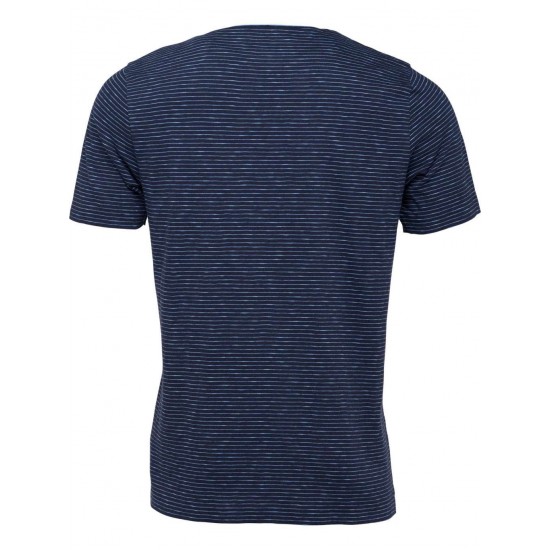 FYNCH HATTON T-SHIRT FINESTRIPED ΜΠΛΕ