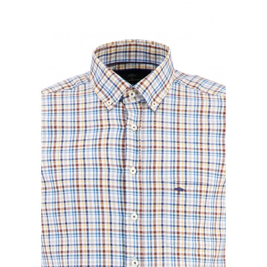 FYNCH HATTON Πουκάμισο casual fit καρό καφέ 