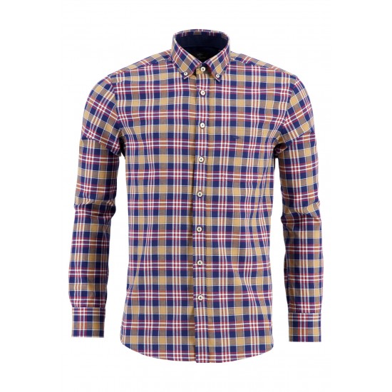 FYNCH HATTON Πουκάμισο casual fit με κουμπί στο γιακά  μπλε