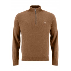 FYNCH-HATTON Πλεκτό Half-Zip Elbow Patches καφέ