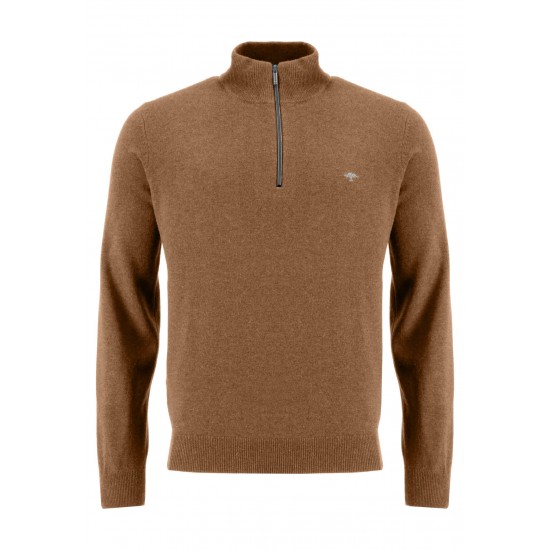 FYNCH-HATTON Πλεκτό Half-Zip Elbow Patches καφέ