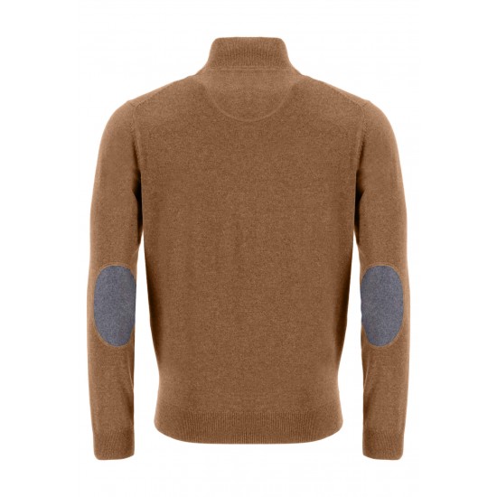 FYNCH-HATTON Πλεκτό Half-Zip Elbow Patches καφέ
