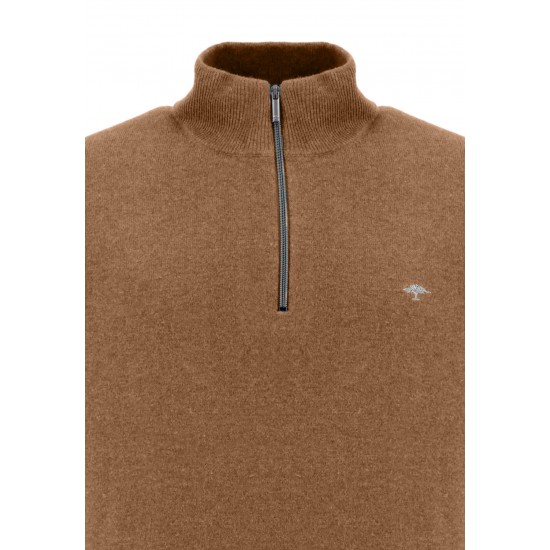 FYNCH-HATTON Πλεκτό Half-Zip Elbow Patches καφέ