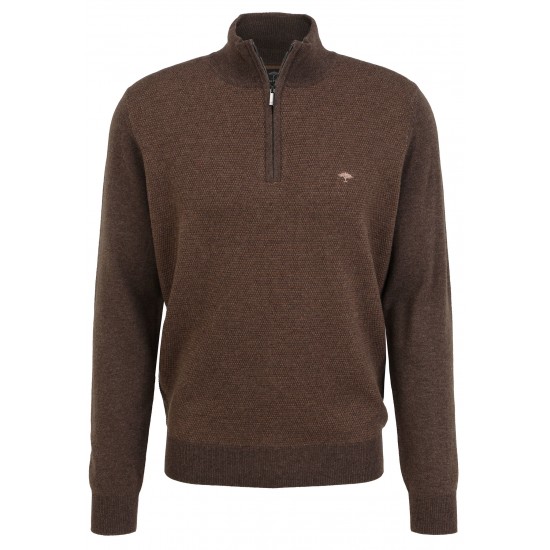 FYNCH-HATTON Πλεκτό Half-Zip Troyer καφέ FYNCH-HATTON Πλεκτό Half-Zip Troyer καφέ