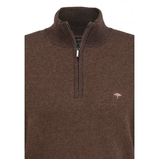 FYNCH-HATTON Πλεκτό Half-Zip Troyer καφέ FYNCH-HATTON Πλεκτό Half-Zip Troyer καφέ