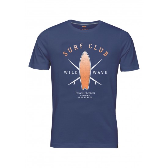 FYNCH-HATTON T-SHIRT SURFER PRINT ΜΠΛΕ