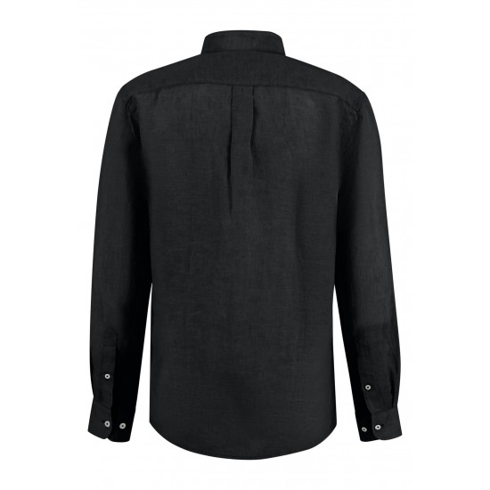 FYNCH HATTON ΠΟΥΚΑΜΙΣΟ BUTTON DOWN ΛΙΝΟ ΜΑΥΡΟ