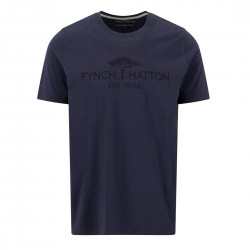 FYNCH-HATTON T-SHIRT CASUAL FIT LOGO ΜΠΛΕ