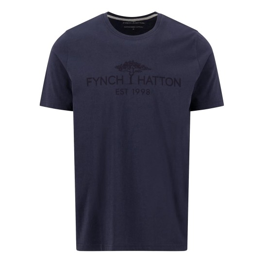 FYNCH-HATTON T-SHIRT CASUAL FIT LOGO ΜΠΛΕ