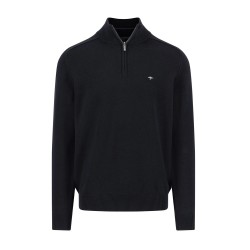 FYNCH-HATTON ΠΛΕΚΤΟ HALF ZIP CASUAL FIT ΜΑΥΡΟ