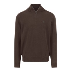 FYNCH-HATTON ΠΛΕΚΤΟ HALF ZIP CASUAL FIT ΣΟΚΟΛΑΤΙ