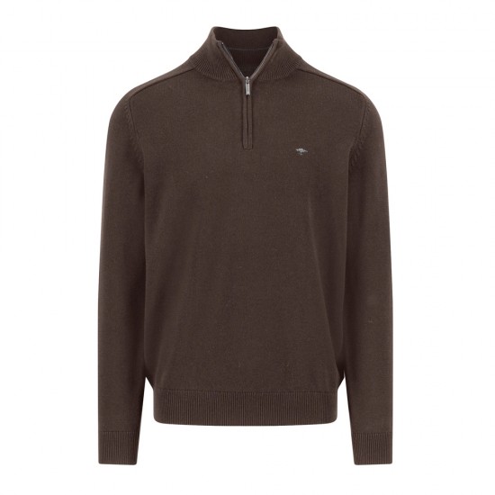 FYNCH-HATTON ΠΛΕΚΤΟ HALF ZIP CASUAL FIT ΣΟΚΟΛΑΤΙ FYNCH-HATTON ΠΛΕΚΤΟ HALF ZIP CASUAL FIT ΣΟΚΟΛΑΤΙ