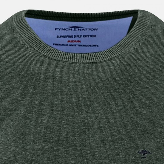 FYNCH-HATTON ΠΛΕΚΤΟ C-NECK CASUAL FIT ΠΡΑΣΙΝΟ FYNCH-HATTON ΠΛΕΚΤΟ C-NECK CASUAL FIT ΠΡΑΣΙΝΟ