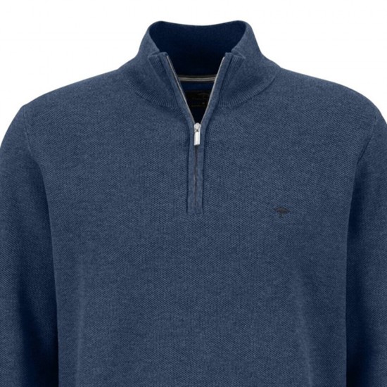 FYNCH HATTON ΠΛΕΚΤΟ HALF ZIP ΡΑΦ ΜΠΛΕ