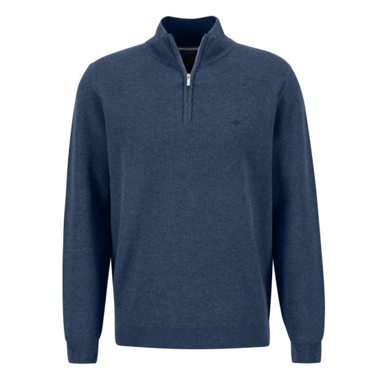 FYNCH HATTON ΠΛΕΚΤΟ HALF ZIP ΡΑΦ ΜΠΛΕ