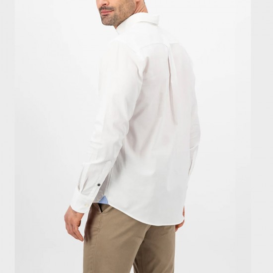 FYNCH HATTON ΠΟΥΚΑΜΙΣΟ BUTTON DOWN PREMIUM COTTON PIQUE ΛΕΥΚΟ