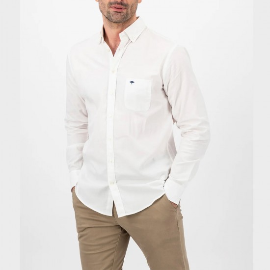 FYNCH HATTON ΠΟΥΚΑΜΙΣΟ BUTTON DOWN PREMIUM COTTON PIQUE ΛΕΥΚΟ