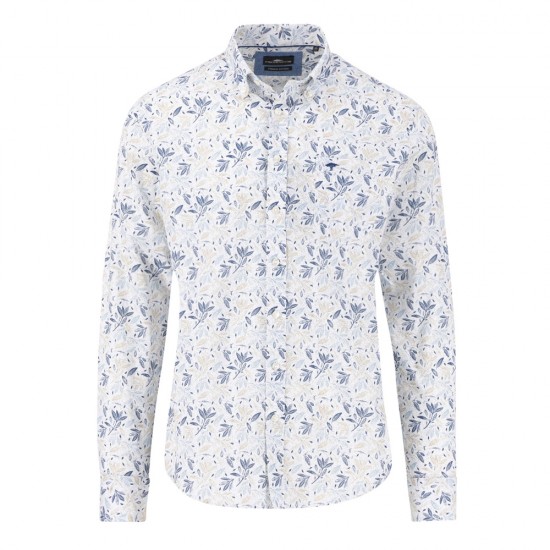FYNCH HATTON ΠΟΥΚΑΜΙΣΟ BUTTON DOWN ALLOVER PRINT ΣΙΕΛ-ΛΕΥΚΟ