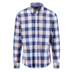 FYNCH-HATTON ΠΟΥΚΑΜΙΣΟ BUTTON DOWN CASUAL FIT ΚΑΡΩ ΡΟΔΑΚΙΝΙ-ΜΠΛΕ