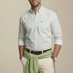 FYNCH-HATTON ΠΟΥΚΑΜΙΣΟ CASUAL FIT BUTTON DOWN ALLOVER PRINT ΛΑΧΑΝΙ