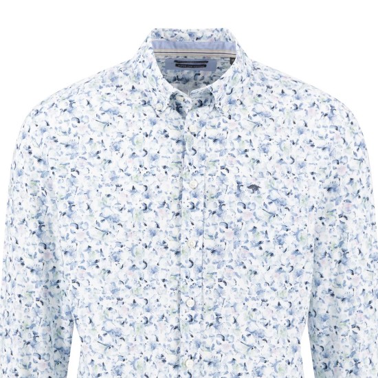 FYNCH-HATTON ΠΟΥΚΑΜΙΣΟ CASUAL FIT BUTTON DOWN FLORAL ALLOVER ΜΠΛΕ
