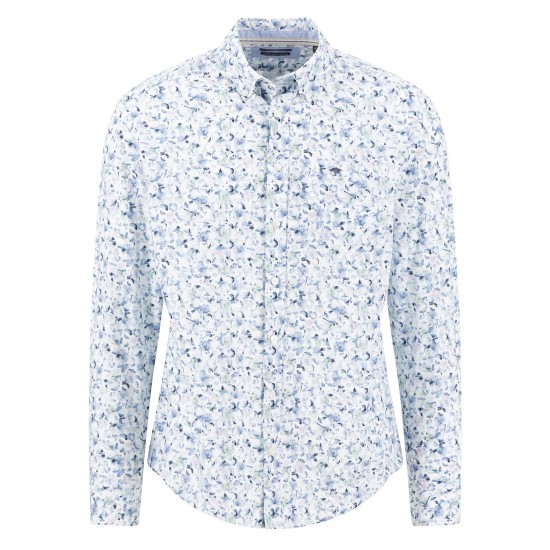 FYNCH-HATTON ΠΟΥΚΑΜΙΣΟ CASUAL FIT BUTTON DOWN FLORAL ALLOVER ΜΠΛΕ