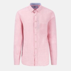 FYNCH HATTON ΠΟΥΚΑΜΙΣΟ BUTTON DOWN PURE LINEN ΡΟΖ