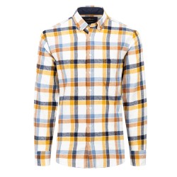 FYNCH HATTON ΠΟΥΚΑΜΙΣΟ BUTTON DOWN PREMIUM FLANNEL ΚΑΡΟ ΠΟΛΥΧΡΩΜΟ