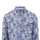 FYNCH-HATTON ΠΟΥΚΑΜΙΣΟ ΛΙΝΟ BUTTON DOWN ALLOVER PRINT ΜΠΛΕ