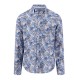 FYNCH-HATTON ΠΟΥΚΑΜΙΣΟ ΛΙΝΟ BUTTON DOWN ALLOVER PRINT ΜΠΛΕ