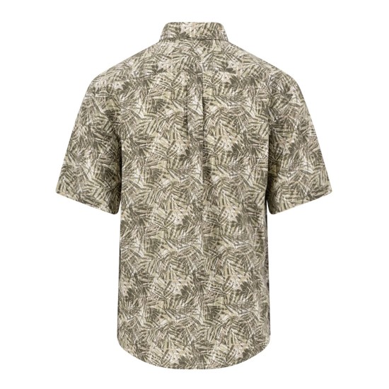 FYNCH-HATTON ΠΟΥΚΑΜΙΣΟ CASUAL FIT BUTTON DOWN ΛΙΝΟ ALLOVER PRINT ΛΑΔΙ