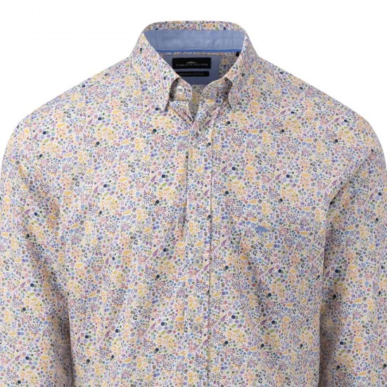 FYNCH HATTON ΠΟΥΚΑΜΙΣΟ BUTTON DOWN PREMIUM COTTON FLORAL ΠΟΛΥΧΡΩΜΟ